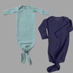 Willow Blossom Studio knotted Baby Gowns 0–3M | Blue & Mint Set
